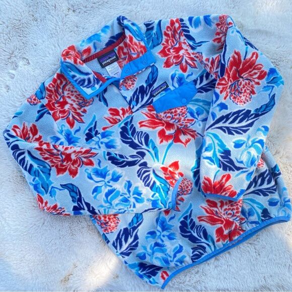 Patagonia Manoa Dust Hawaiian Snap-T Fleece Synchilla Pullover Floral Sz. S - Picture 4 of 7